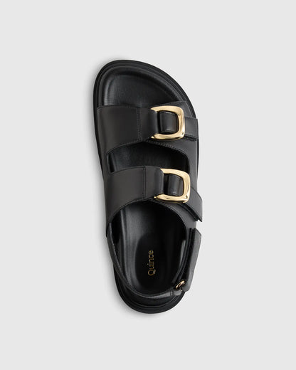 Italian Leather Double Buckle Slingback Sandal - US 4120