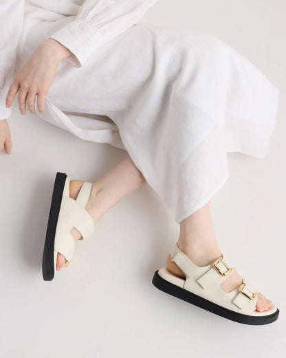 Italian Leather Double Buckle Slingback Sandal - US 6916