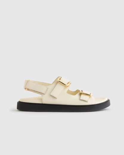 Italian Leather Double Buckle Slingback Sandal - US 6916