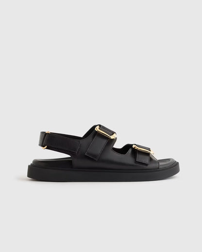 Italian Leather Double Buckle Slingback Sandal - US 4120
