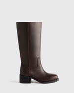 Italian Leather Block Heel Boot - US 8385