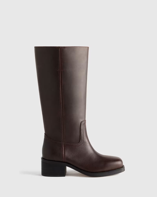 Italian Leather Block Heel Boot - US 8385
