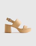Italian Leather Double Band Block Heel Sandal - US 5748