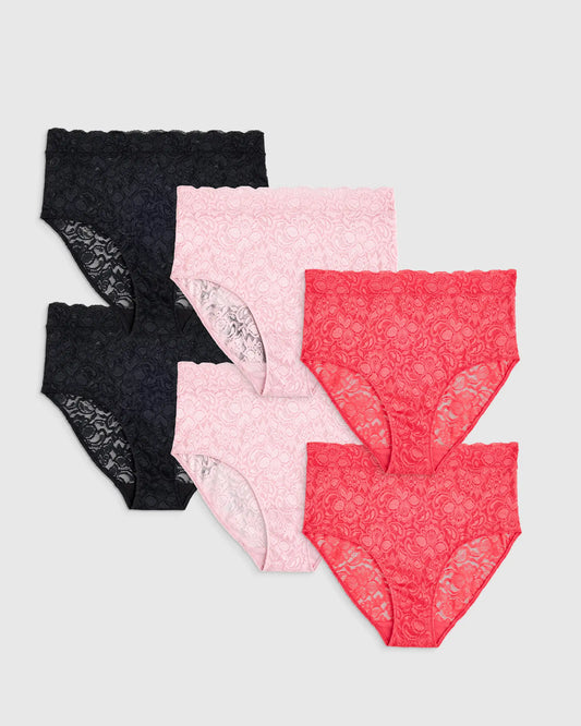 Stretch Lace High-Waisted Brief (6-Pack) - US 3838