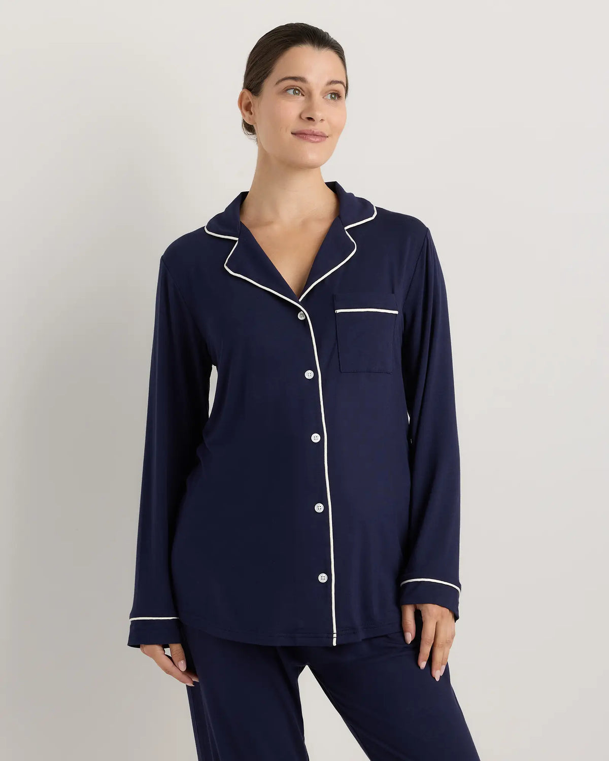Bamboo Jersey Maternity Long Sleeve Pajama Set - US 3831