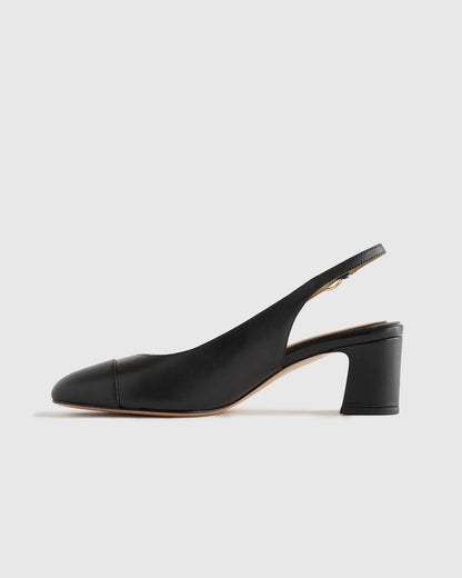 Italian Leather 65mm Cap Toe Slingback - US 0304