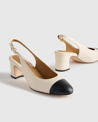 Italian Leather 65mm Cap Toe Slingback - US 6142