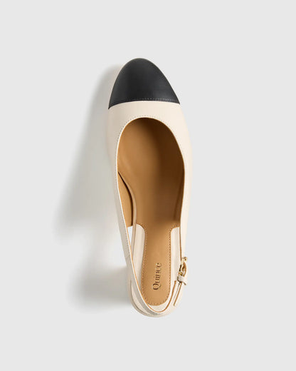Italian Leather 65mm Cap Toe Slingback - US 6142