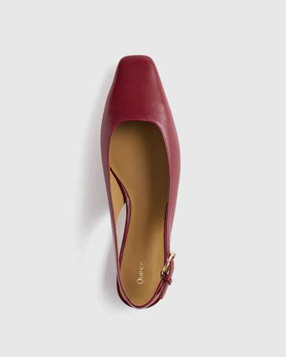 Italian Leather Slingback Flat - US 2365