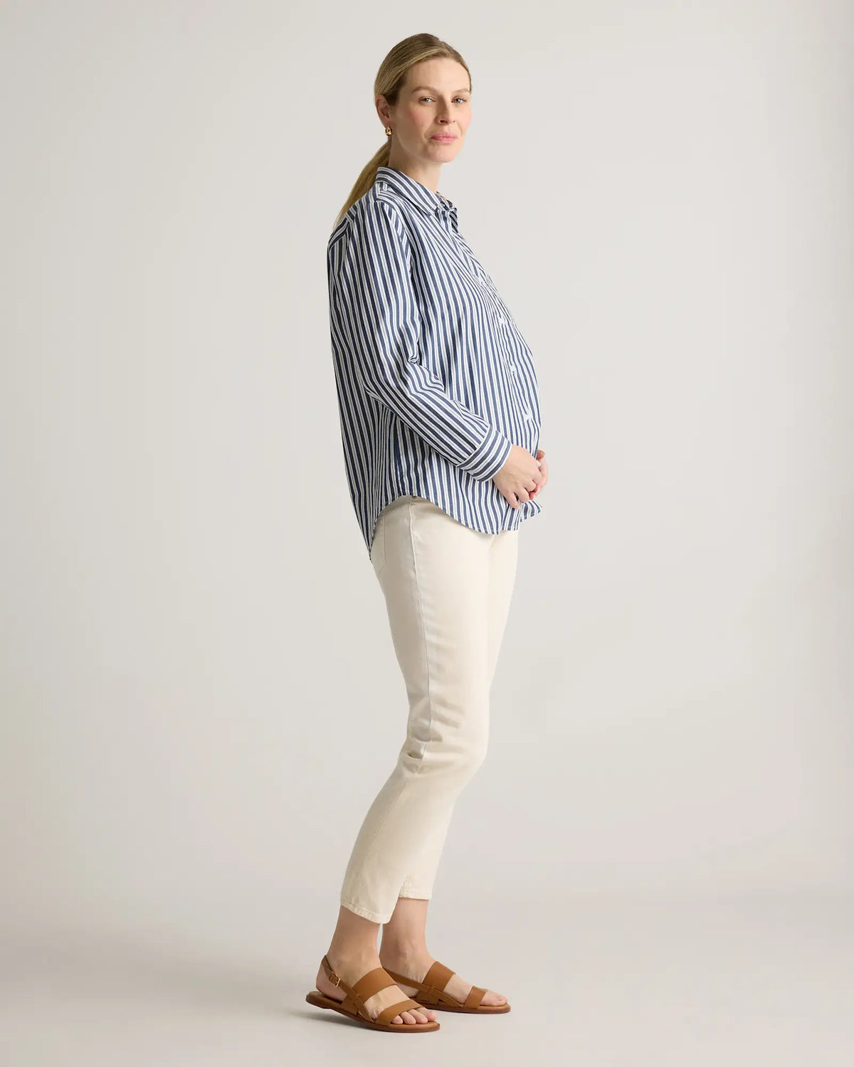 100% Organic Cotton Poplin Maternity Long Sleeve Shirt - US 5030