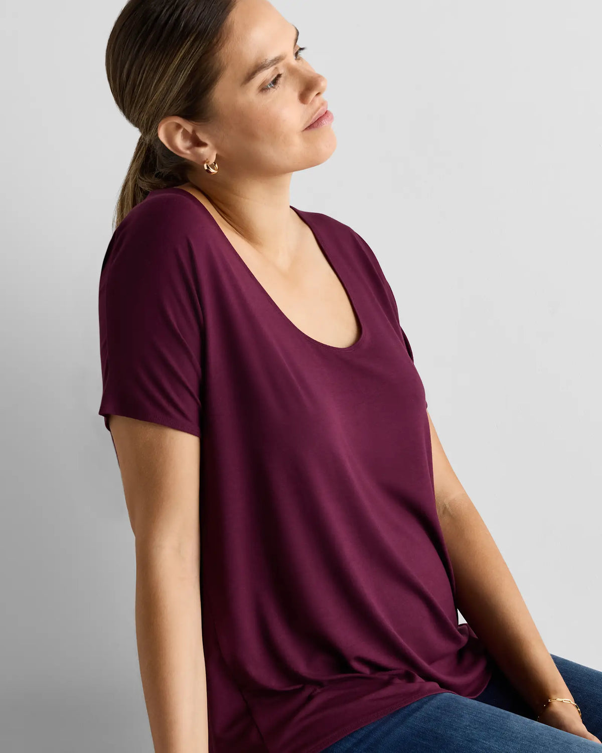Bamboo Jersey Maternity Dolman Sleeve Tee (2-pack) - US 6092