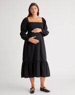 100% Organic Cotton Gauze Maternity Smocked Midi Dress - US 8882