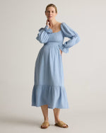 100% Organic Cotton Gauze Maternity Smocked Midi Dress - US 6799