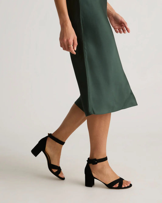 Italian Leather Crisscross Block Heel Sandal - US 0403