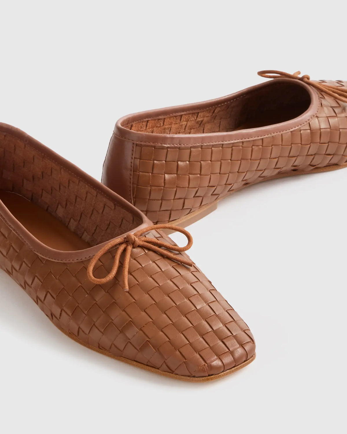 Italian Leather Handwoven Square Toe Ballet Flat - US 2286