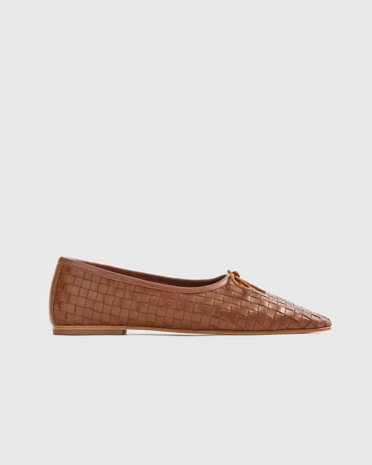Italian Leather Handwoven Square Toe Ballet Flat - US 2286