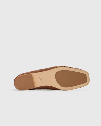 Italian Leather Handwoven Square Toe Ballet Flat - US 2286