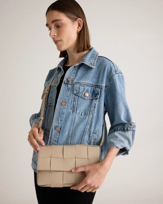 Italian Leather Handwoven Flap Crossbody - US 0482