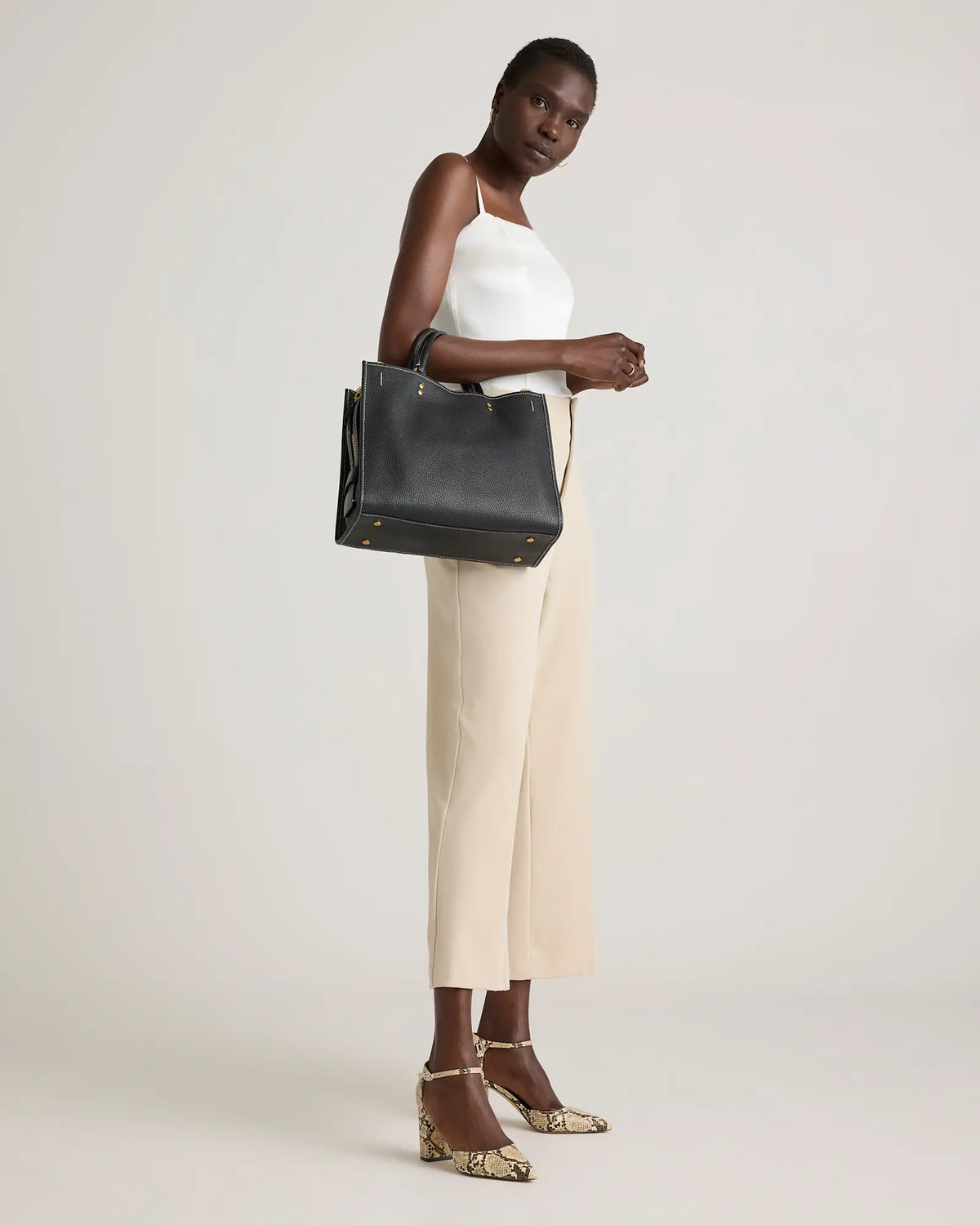 Italian Leather Medium Convertible Satchel - US 7287