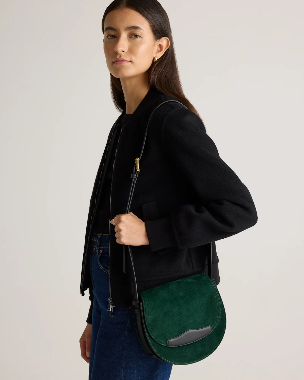 Italian Suede Saddle Bag - US 6967