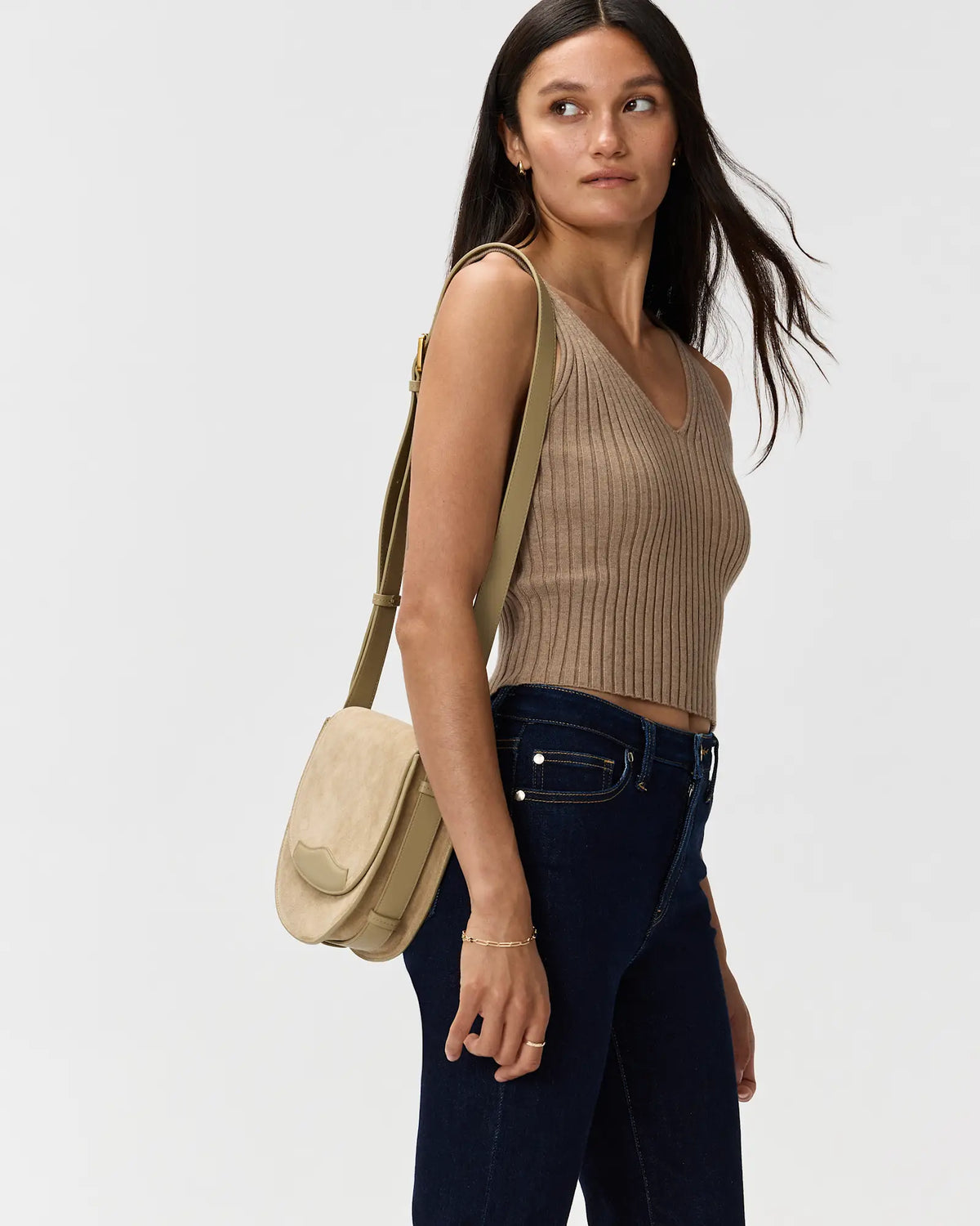 Italian Suede Saddle Bag - US 9571