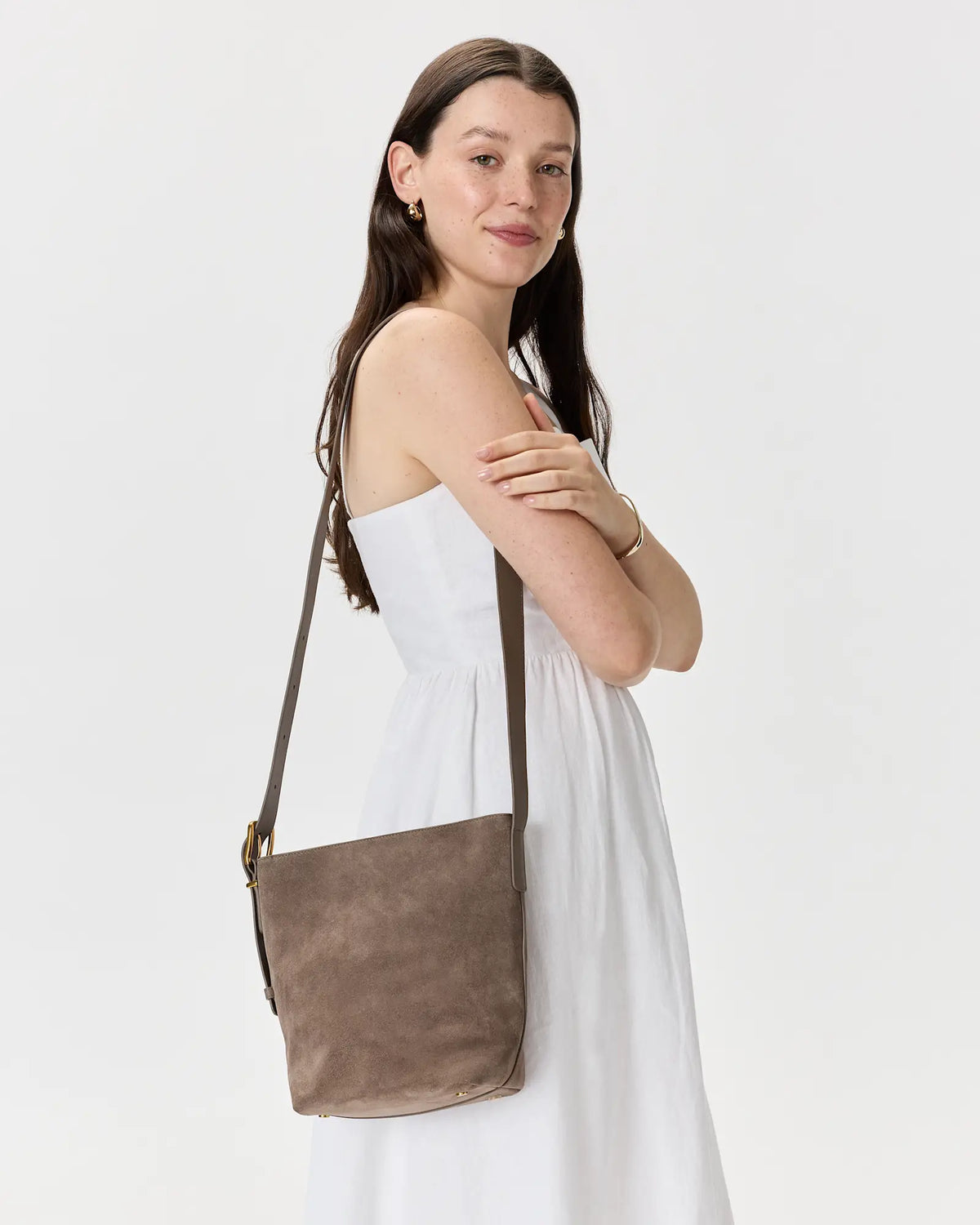 Italian Suede Bucket Crossbody - US 0630