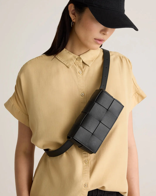 Italian Leather Handwoven Box Belt Bag - US 5134