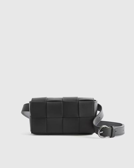 Italian Leather Handwoven Box Belt Bag - US 5134