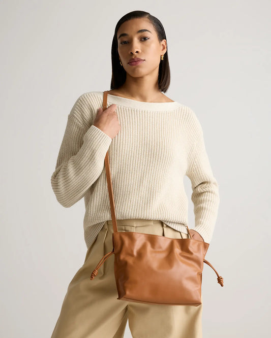 Italian Leather Drawstring Pouch Crossbody - US 6872