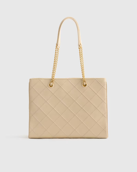 Italian Leather Diamond Stitch Tote - US 2680