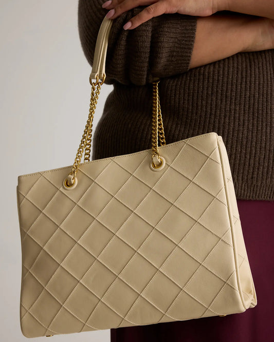 Italian Leather Diamond Stitch Tote - US 2680
