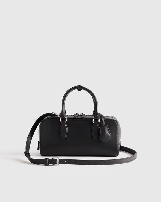 Italian Leather Mini Bowler Crossbody Satchel - US 8472