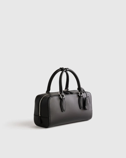 Italian Leather Mini Bowler Crossbody Satchel - US 8472
