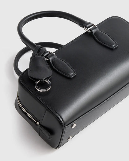 Italian Leather Mini Bowler Crossbody Satchel - US 8472