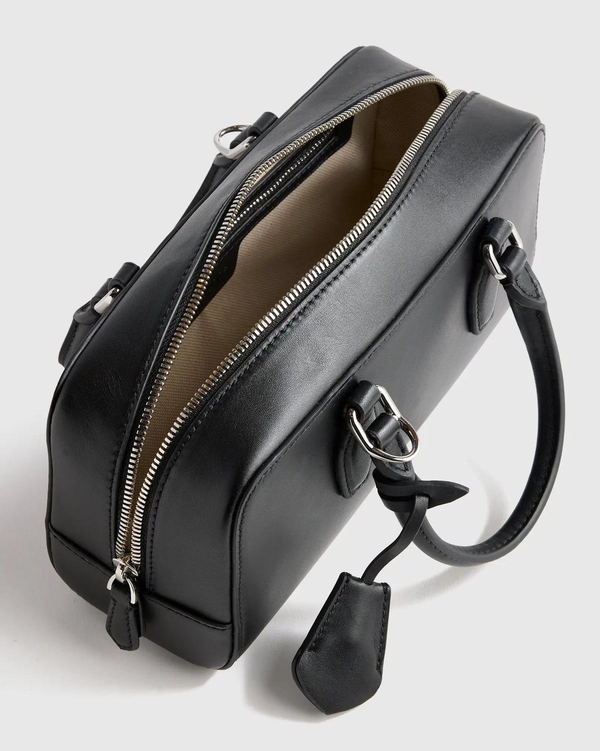 Italian Leather Mini Bowler Crossbody Satchel - US 8472
