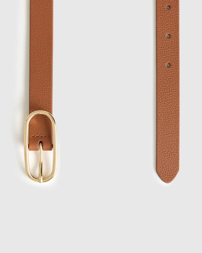 Cleo European Leather Oval Skinny Belt - US 3496