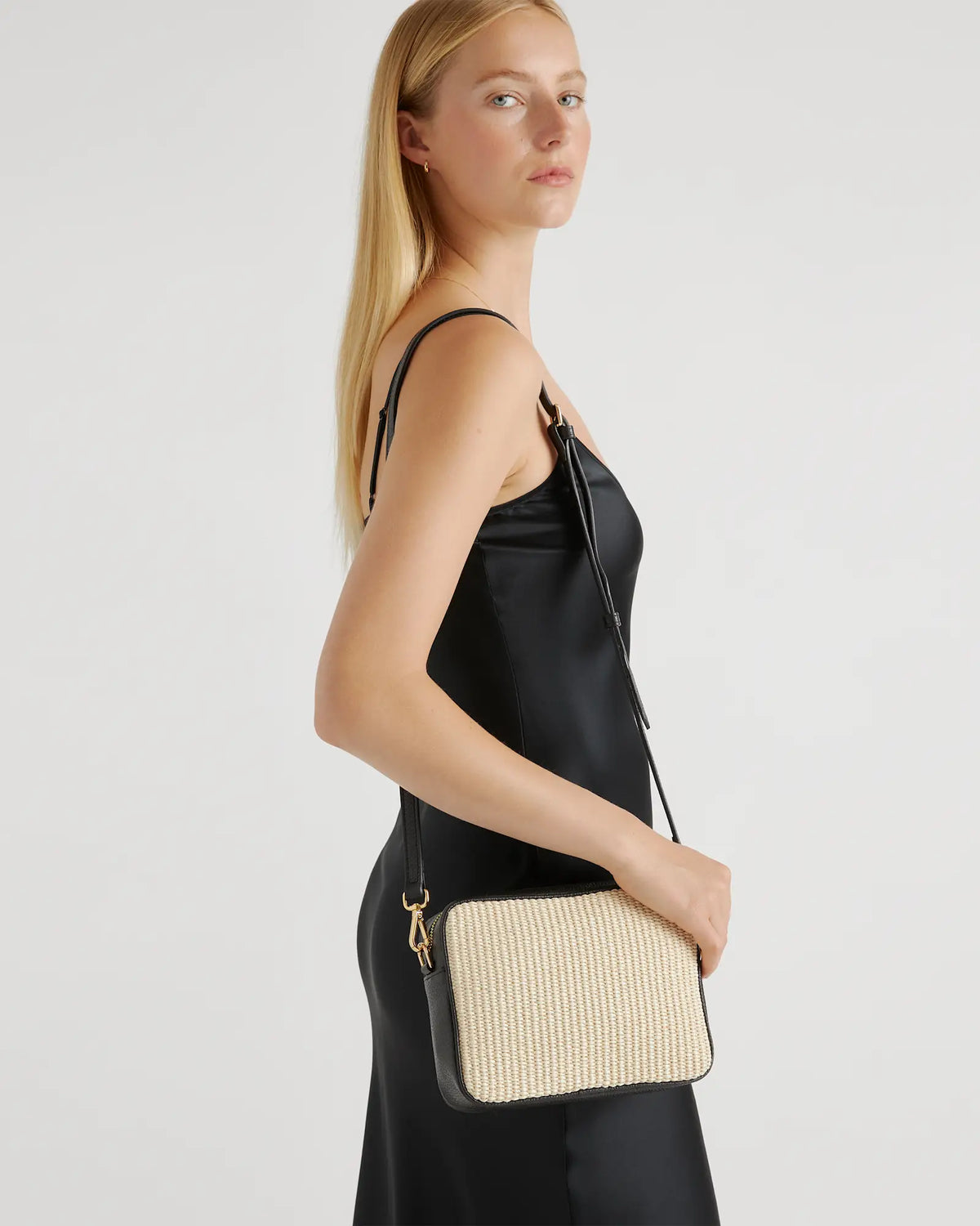Gemma Raffia & Leather Crossbody - US 7185