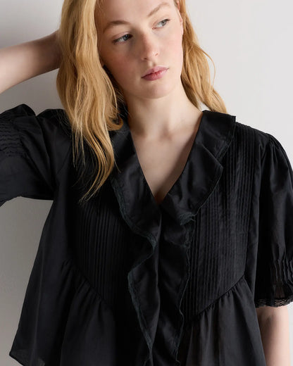 Organic Cotton Voile Short Sleeve Peasant Blouse - US 1698
