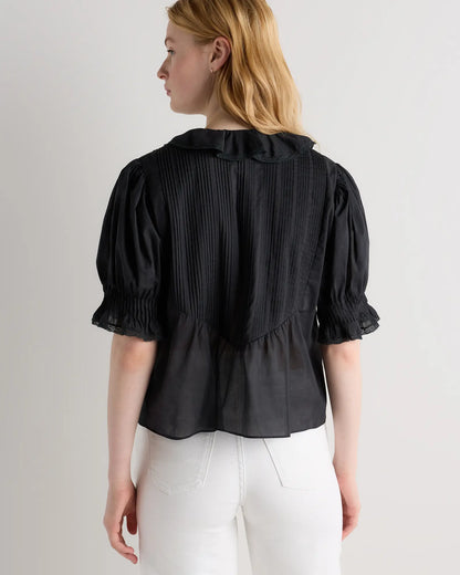 Organic Cotton Voile Short Sleeve Peasant Blouse - US 1698