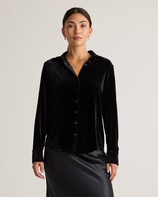 Stretch Silk Velvet Long Sleeve Shirt - US 0088