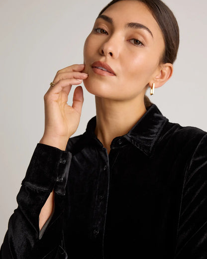 Stretch Silk Velvet Long Sleeve Shirt - US 0088