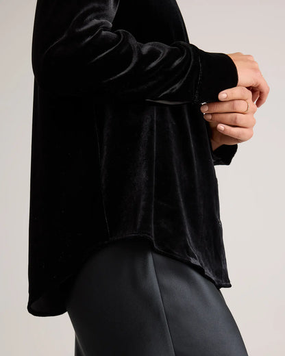 Stretch Silk Velvet Long Sleeve Shirt - US 0088