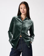 Stretch Silk Velvet Long Sleeve Shirt - US 3015