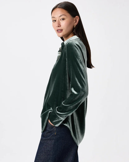 Stretch Silk Velvet Long Sleeve Shirt - US 3015