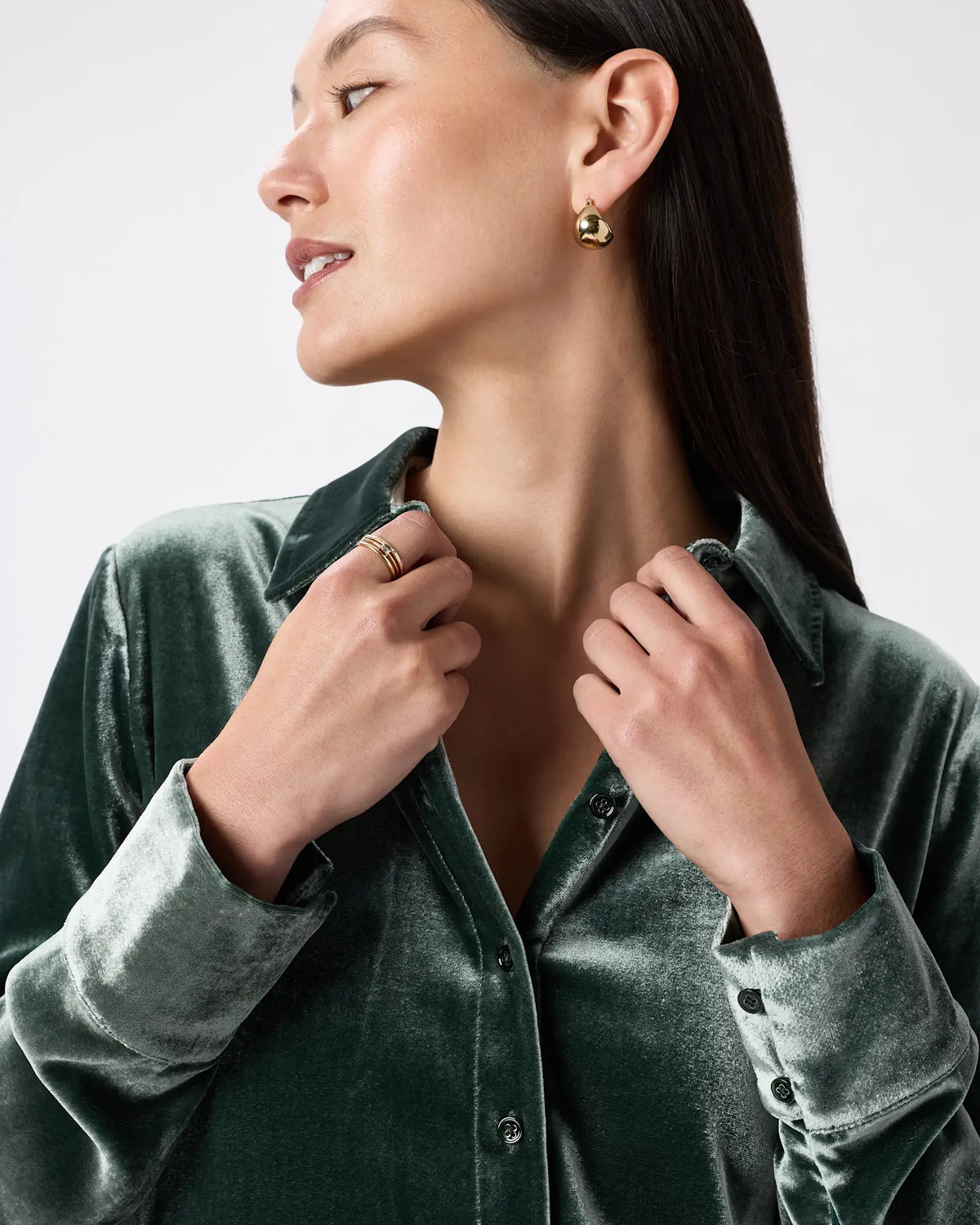 Stretch Silk Velvet Long Sleeve Shirt - US 3015