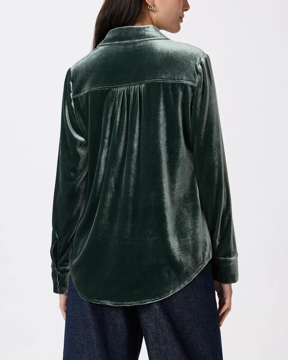 Stretch Silk Velvet Long Sleeve Shirt - US 3015