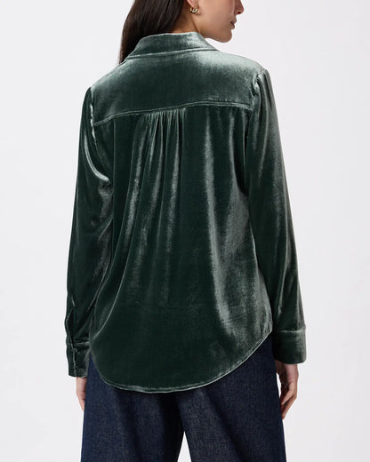 Stretch Silk Velvet Long Sleeve Shirt - US 3015
