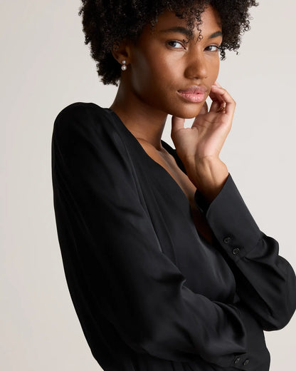 Washable Stretch Silk Surplice Bodysuit - US 4211