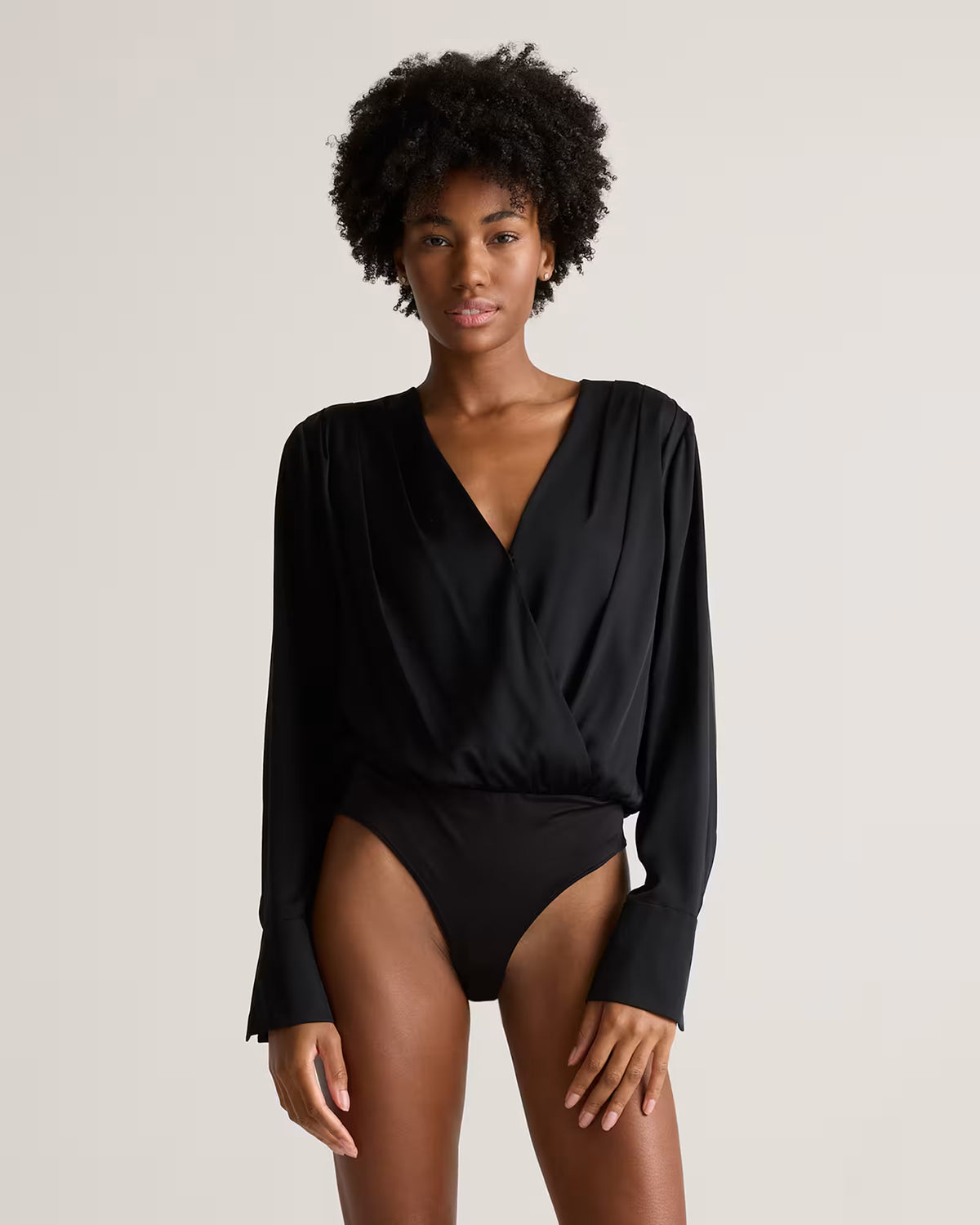 Washable Stretch Silk Surplice Bodysuit - US 4211