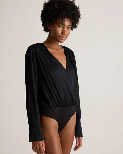 Washable Stretch Silk Surplice Bodysuit - US 4211